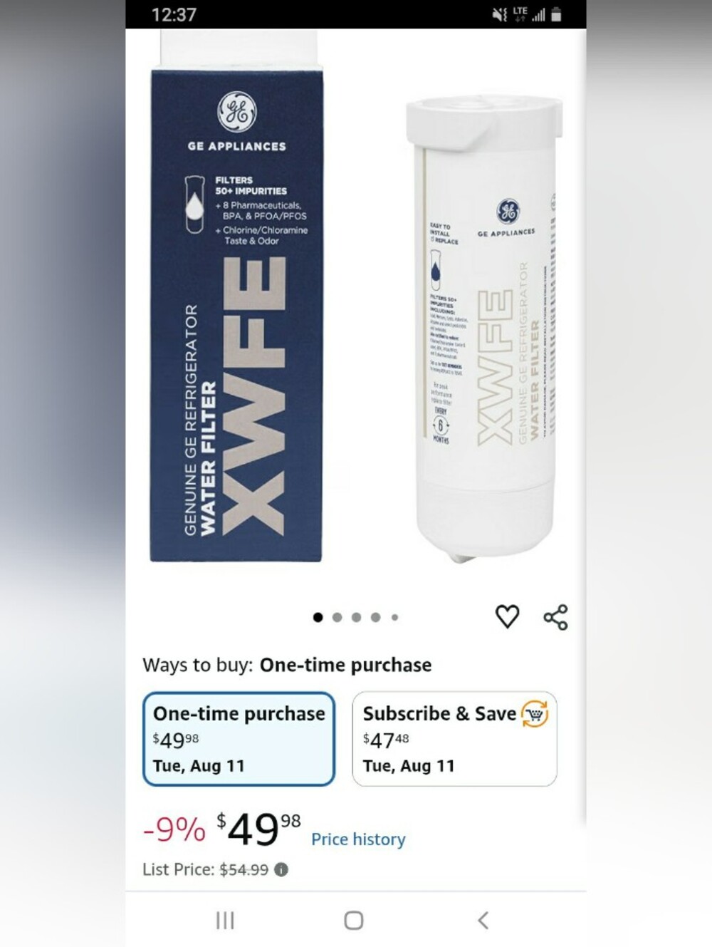 GE XWFE Refrigerator Water Filter 2-Pack - Blue. 2 Pack - Picture 5 of 5